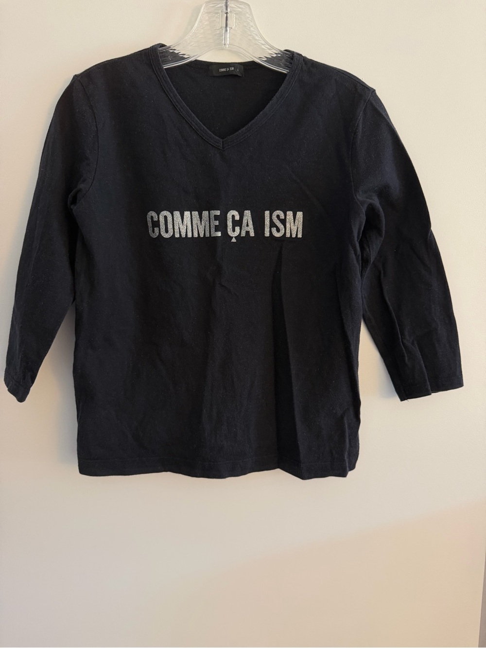 Black V-Neck Long Sleeve Top